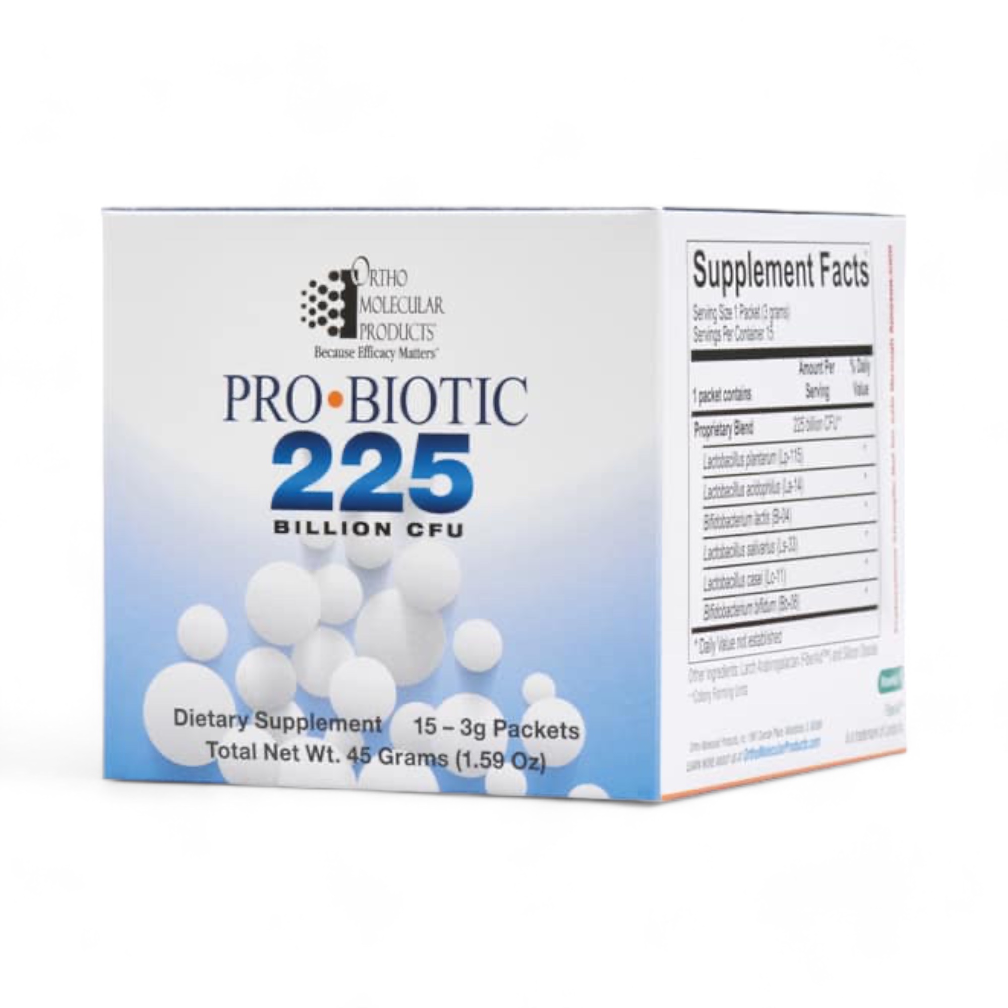 Pro-Biotic 225 (15 sachets - 3 g) poudre Ortho Molecular Products