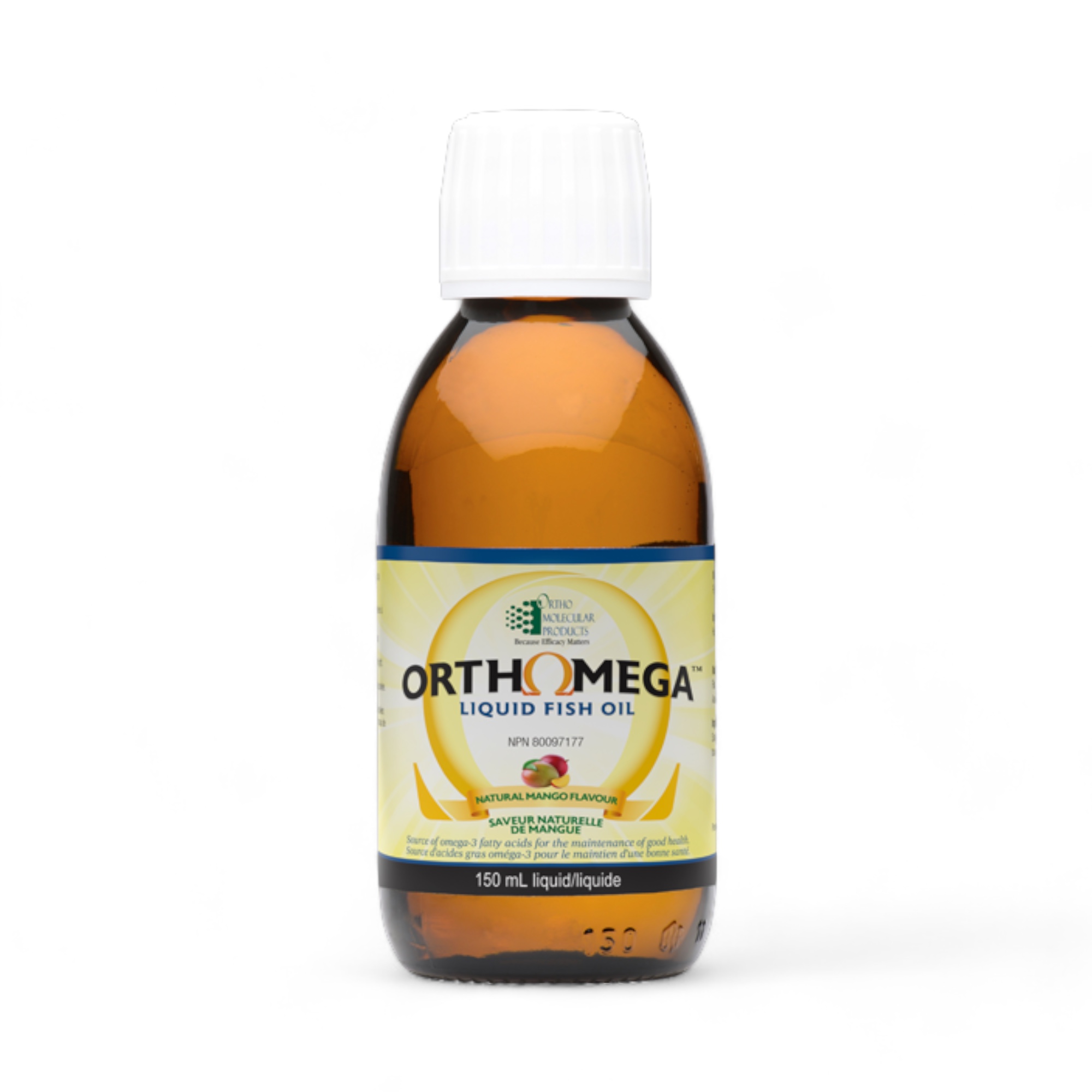Orthomega Huile de Poisson Liquide 150 ml saveur naturelle de mangue Ortho Molecular Products