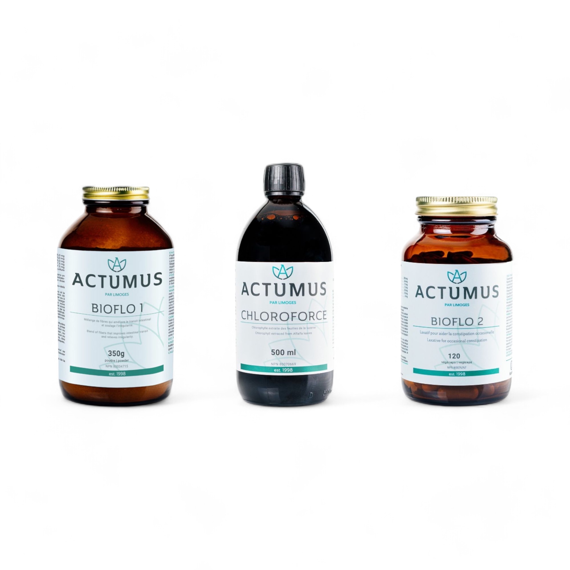 Detox Combo Bio Flo I + Bio Flo II + Chloroforce 3 products Actumus