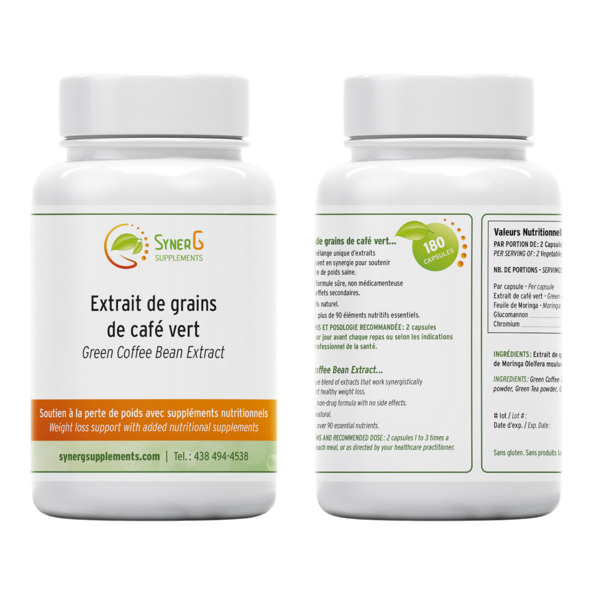 Extrait Grains de Cafe Vert 180 capsules Syner G Supplements