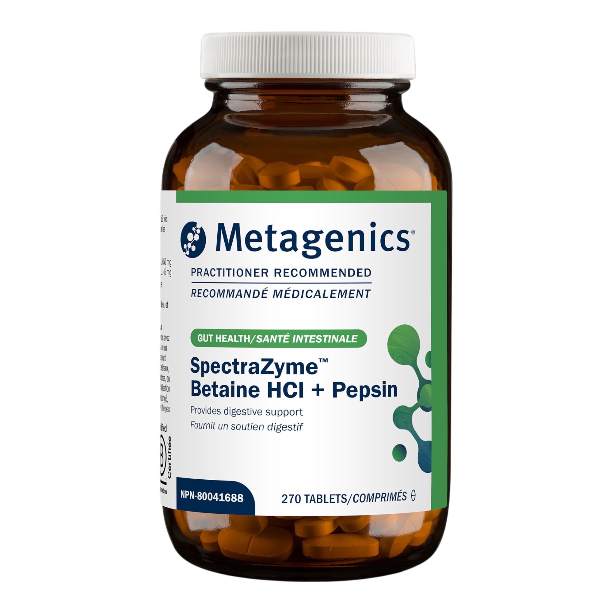 SpectraZyme Betaine HCI + Pepsin 270 comprimés Metagenics